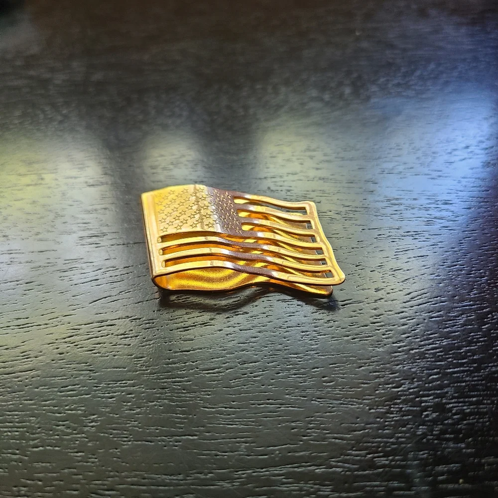 Gold Avon America Flag Money Clip